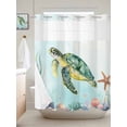 thumbnail image 3 of No Hook Shower Curtain, Coastal Turtle Long Bathtub Curtains with Snap in Liner, Summer Farmhouse Nautical Starfish Shell Waterproof Washable Fabric Bathroom Curtain Sets, 72" x 78", 3 of 9