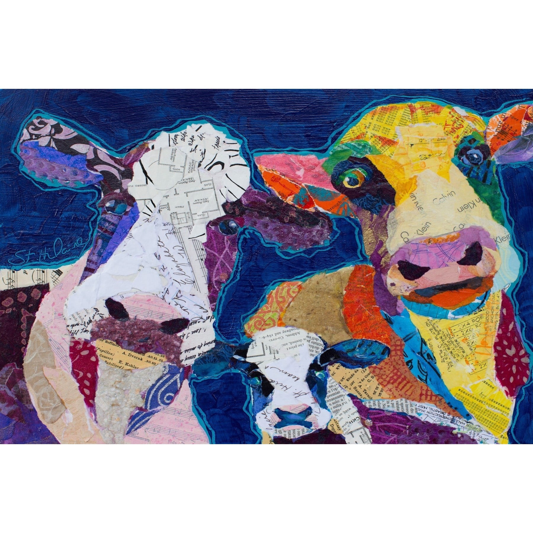 "Trois Vache" Painting Print on Wrapped Canvas