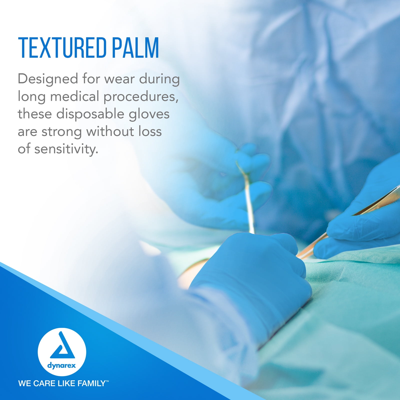Dynarex Sterile Disposable Nitrile Exam Gloves, Powder-Free, Sterilely Individually Packaged, Textured Palms, Blue, Medium, 1 Case - 8 Boxes of 100