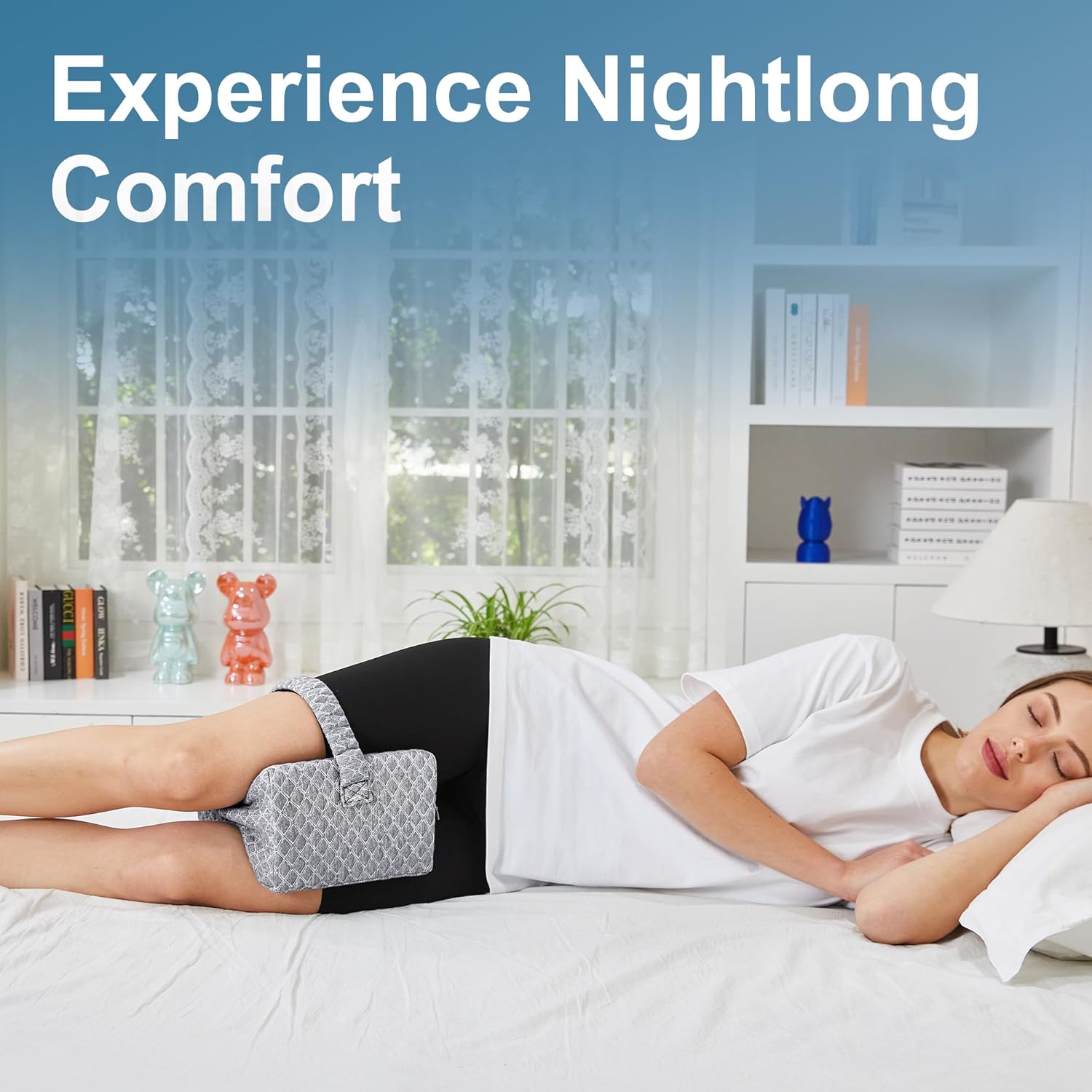 Knee Pillow for Side Sleepers,Cooling Leg Pillow for Sciatica, Knees,Back,Joints Between Legs,HIPS Pain Relief When Side Sleeping,Spine Aligning Support for Surgery Recovery, Pregnancy