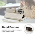 thumbnail image 4 of Allytechgroup Wallet Case for iPhone 16, Stylish Floral Zipper Pocket Multiple Cards Slots Hand Strap Crossbody Lanyard Flip Cover Stand Phone Case for Apple iPhone 16,Beige, 4 of 14
