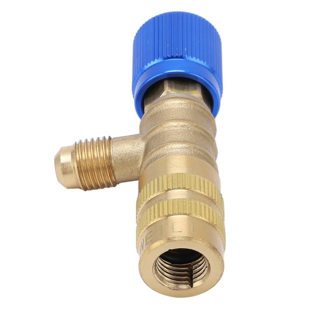 Refrigerant Charging Valve, Brass Refrigerant Adapter 1/4 To 1/4in Rotating Body For R22 R410 R134A R404