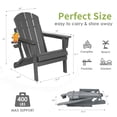 thumbnail image 6 of Omniberg Folding Adirondack Chairs, Plastic Outdoor Patio Chairs with Cup Holder, Wood-Textured with Large Seat for Poolside Backyard Lawn, Gray, 6 of 7