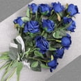 thumbnail image 3 of Ramo de 12 rosas artificiales de seda de tallo largo para decoración del hogar, boda y fiesta (azul), 3 of 4