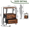 thumbnail image 3 of Eunos 2 Drawer Nightstand set of 2 with Charging Station and LED for Bedroom, Wood Grain Print, 3 of 8