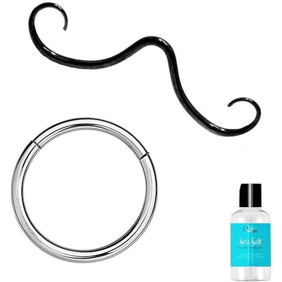 Luxe Modz Black PVD Over 316L Surgical Steel Septum Mustache Nose Ring 16G Septum Piercing Jewelry