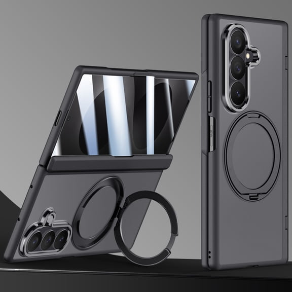 ELEHOLD for Samsung Galaxy Z Fold8 Ultra Magnetic Kickstand Case Built-in Privacy Screen Protector,Shockproof Rugged Frosted Hard PC Hinge Protection Cover,Black