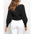 thumbnail image 3 of BTFBM Off The Shoulder Sweater for Women Winter Fall Fashion V Neck Long Sleeve Ribbed Knit Wrap Cropped Sweaters, 3 of 10