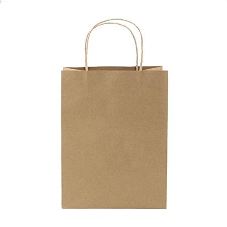paper bag brown shopping handle bags kraft gift reusable x13 x5 durable merchandise pcs retail carry grocery premium