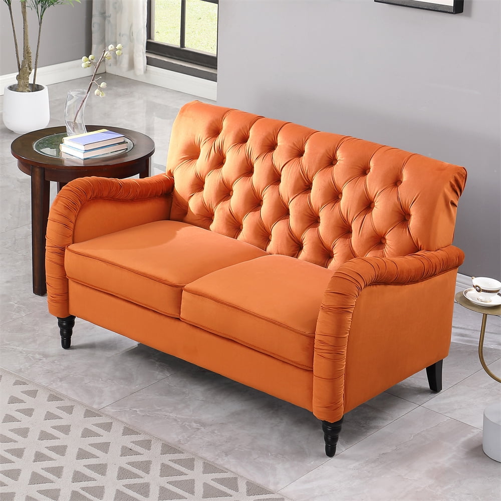 3Seat Sofa Couch, Modern Button Tufted Velvet Upholstered Chesterfield