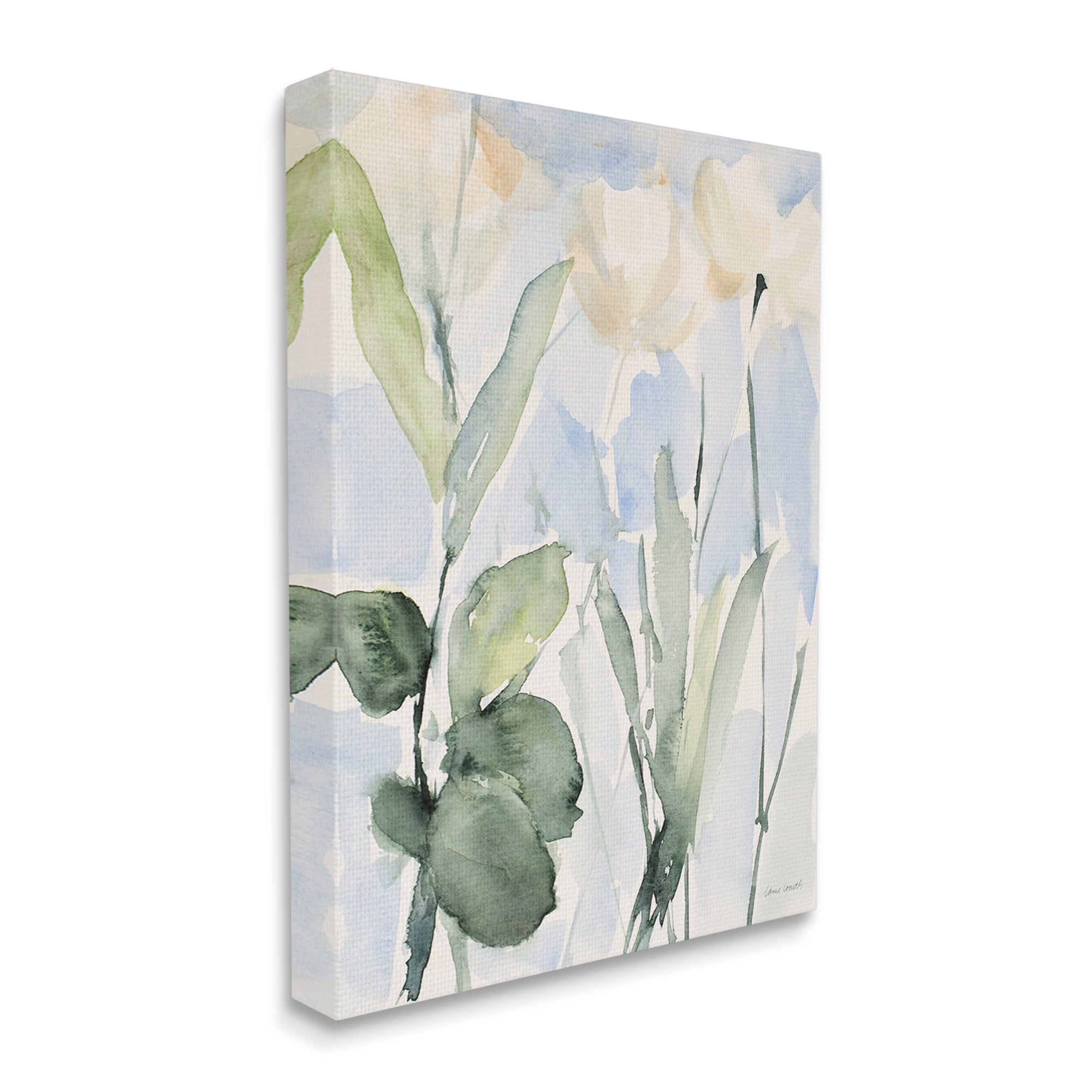 Stupell Industries Abstract White Flowers Leaves Watercolor Effect Brushstrokes Painting Gallery Wrapped Canvas Print Wall Art, Design by Lanie Loreth
