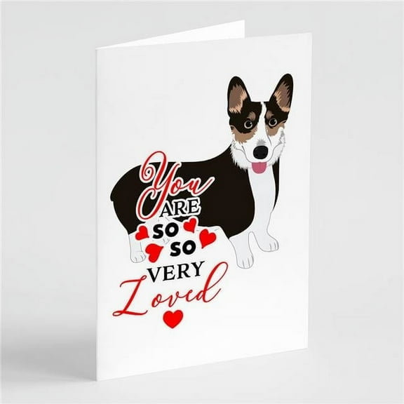 Pembroke Welsh Corgi Tricolor Black-Headed #2 so Loved Greeting Cards and Envelopes Pack of 8 7 in x 5 in