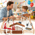 thumbnail image 4 of CYFW Horse Stable Figurine Playset Horse Toys with Rider Hurdle Figures Fence Kids Pretend Play Horse Racing Toys Set for 3 4 5 6 Year Old Boy Girl, 4 of 7