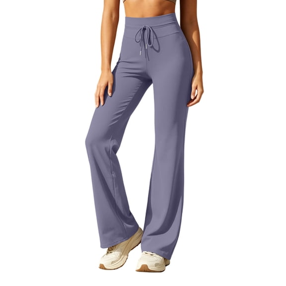 Edvintorg Yoga Pants Women Lightweight Solid Color Drawstring High Waisted Casual Workout Trouser Woman Clothes Purple S-2XL