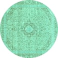 thumbnail image 1 of Ahgly Company Machine Washable Indoor Round Abstract Turquoise Blue Modern Area Rugs, 7' Round, 1 of 4