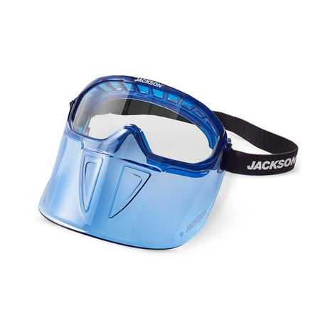 

Jackson Safety GPL500 Safety Goggles with Flip Up/Detachable Blue Face Shield - Eye Protection Goggles Over Glasses for Men & Women - Anti-Fog Clear Lens ANSI Z87.1