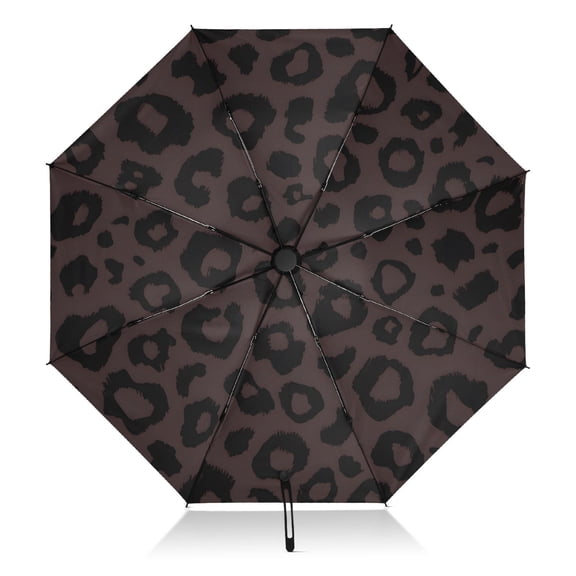 Leopard Pattern Umbrella Folding Sun Umbrella Travel Auto Open Close Large UV50 40in