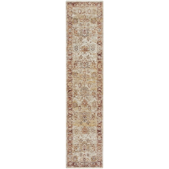 Nourison Petra Ivory 2'3" x 10'2"Area Rug, Traditional, Persian, Easy Cleaning, Non Shedding, Bedroom, Living Room, Dining Room, Kitchen, (10' Runner)