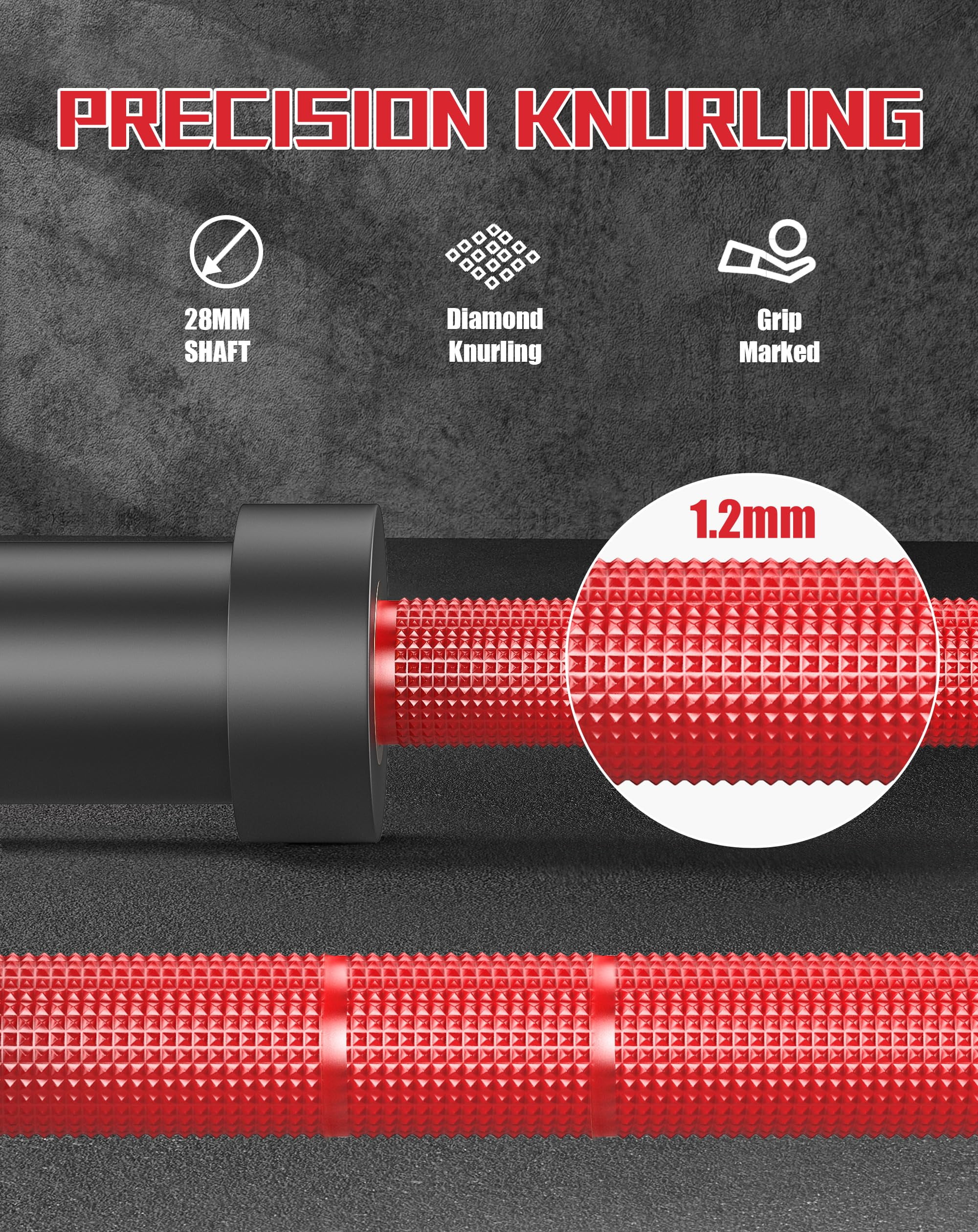 Yeshouse 7-Foot Barbell for Weightlifting, 45LB Heavy Duty Bar for Squats, Deadlifts, Bench Press, 1200LB Load
