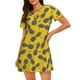 thumbnail image 1 of Disketp Summer Pineapple para Camisón Corto de Manga Corta para Mujeres, Camisón Cómodo con Escote Redondo, Bonito y Confortable, 1 of 6