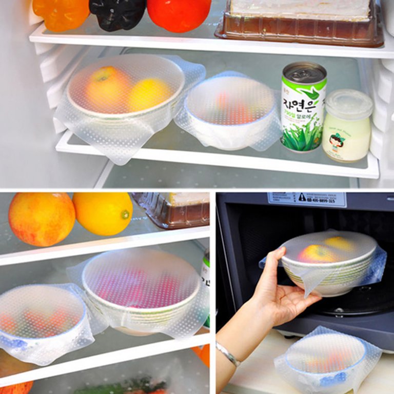 4Pcs Food Storage Covers Silicone Lids Covers Microwave Cover