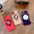 thumbnail image 3 of Compatible with iPhone 12 Pro Case  Ring Stand [Compatible with MagSafe] Cute for Women Girl Plating Wave Curly Love Heart Camera Protection Girly Phone Cover - Dark Purple, 3 of 13