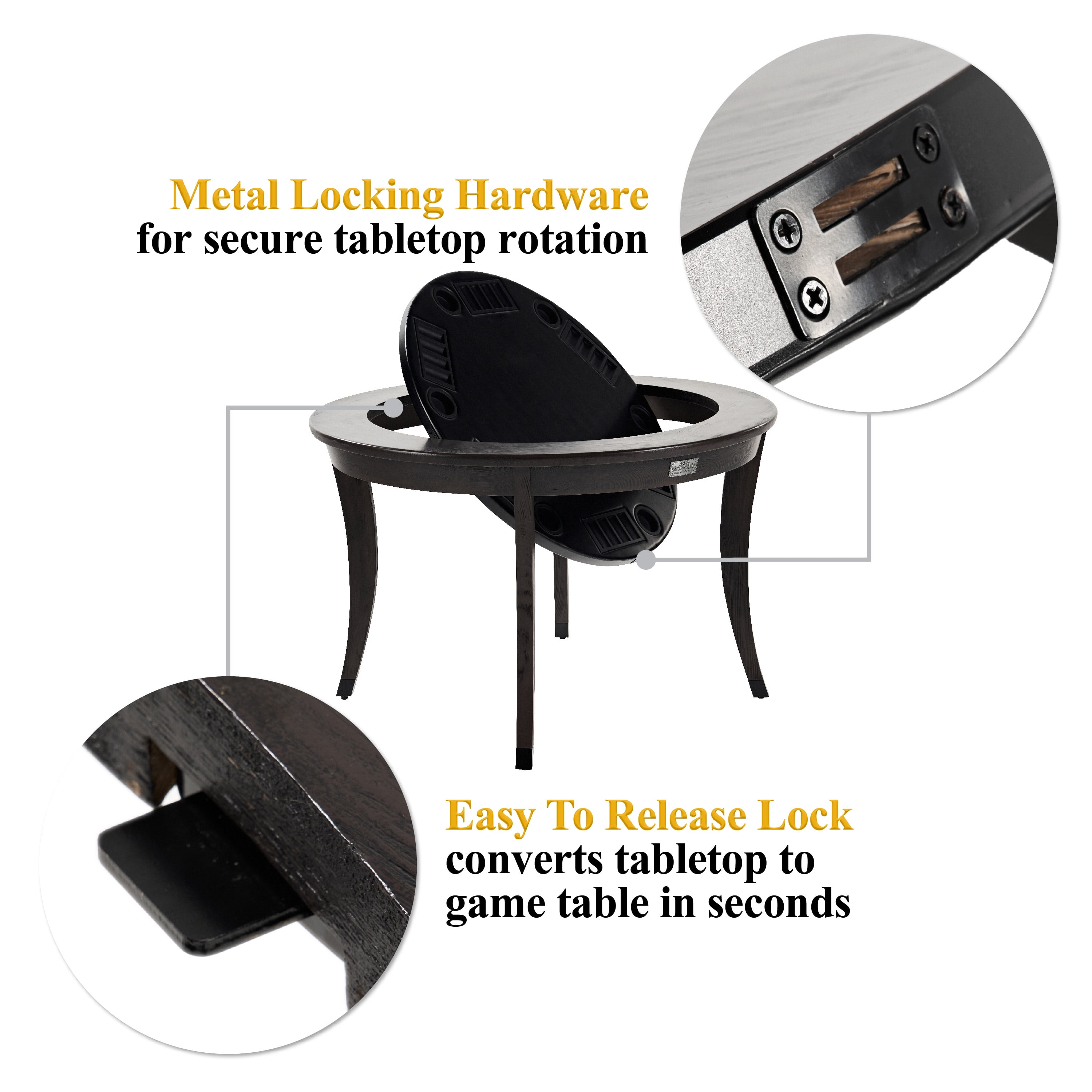 48-in Poker Table 2-in-1 Onyx Flip-Top Dining Table for 6 Players by Barrington Billiards Company