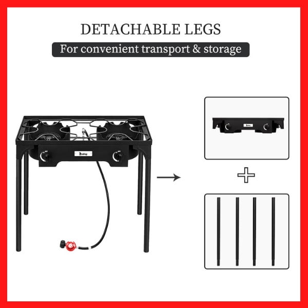 Hottest 2 Burner Outdoor Propane Gas Stove 150,000 BTU High Pressure Stand Cooker for Backyard Cooking Camping Home Brewing Canning Turkey Frying, 20 PSI Regulator