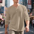thumbnail image 1 of Blusas y camisas de manga larga con cuello redondo y degradado para hombre, blusas casuales con botones y cuello redondo, blusas de poliéster para hombre, 1 of 9