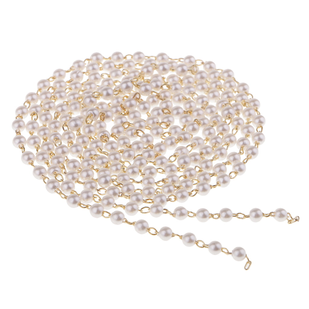 11 Yards 3mm Pearl Beads Chain Trim for DIY Wedding Party Decoration Jewelry 