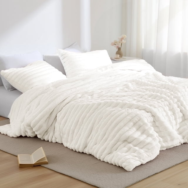 Regency Heights Twin/Twin XL Size Comforter Set, Fluffy Ribbed Plush Comforter Set, 2-Piece Bedding Set, Ivory