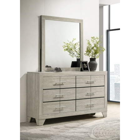 Trenton 6-drawer Bedroom Dresser With Mirror Rustic Cream