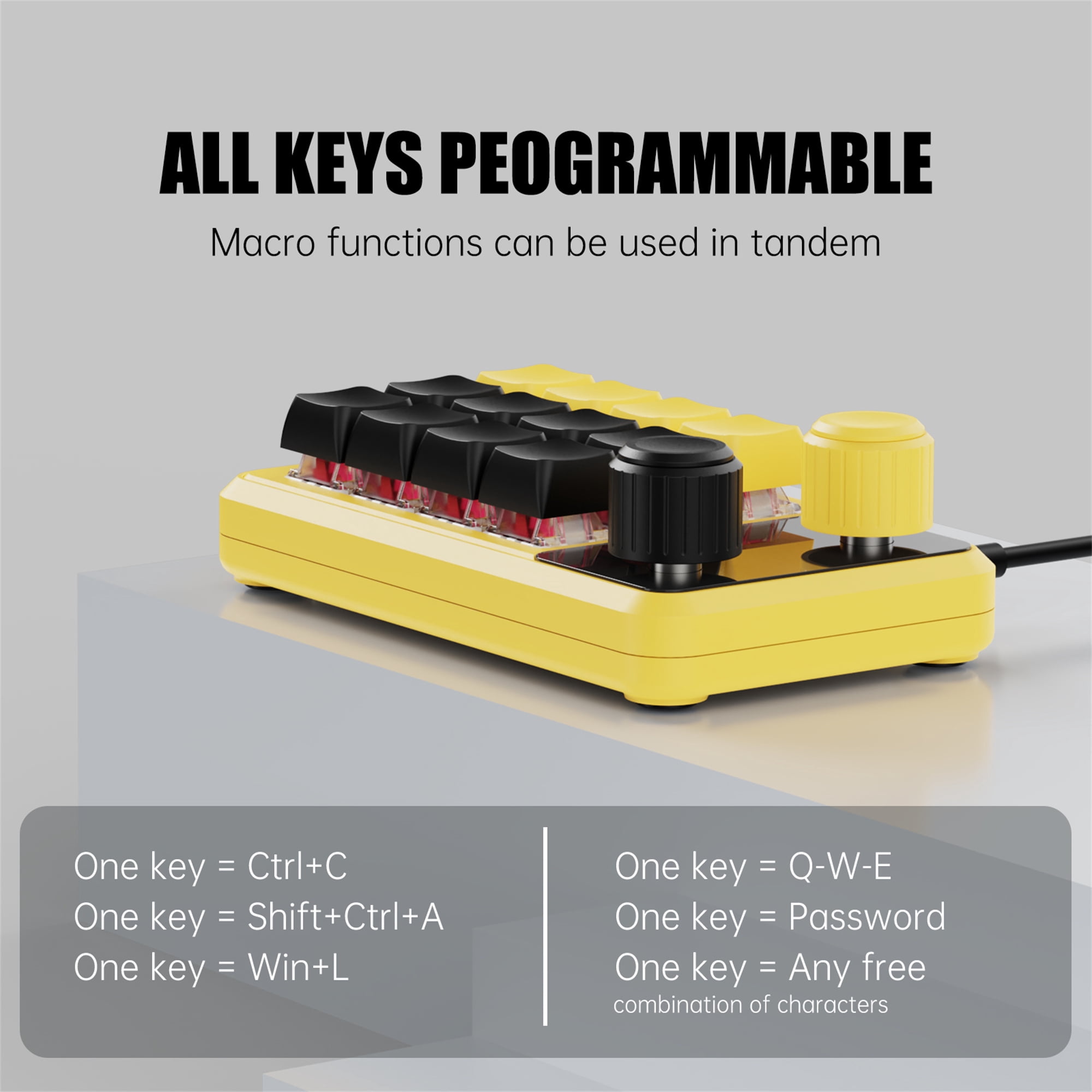 SIKAI CASE Macro Mechanical Keyboard,12-Keys Gaming Keyboard Fully Programmable Keypad Hotswap Keypad with RGB for Game Editing PS