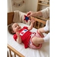 thumbnail image 3 of Loicainy Baby Toddler Girl 4th of July Outfits 6 12 18 24 Months 2T 3T 4T Short Sleeve Letter Embroidery Ruffle Tops and Shorts Set Summer Clothes, 3 of 9