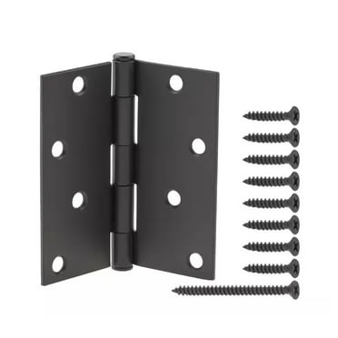Everbilt 4 in. Square Radius Matte Black Squeak-Free Door Hinge