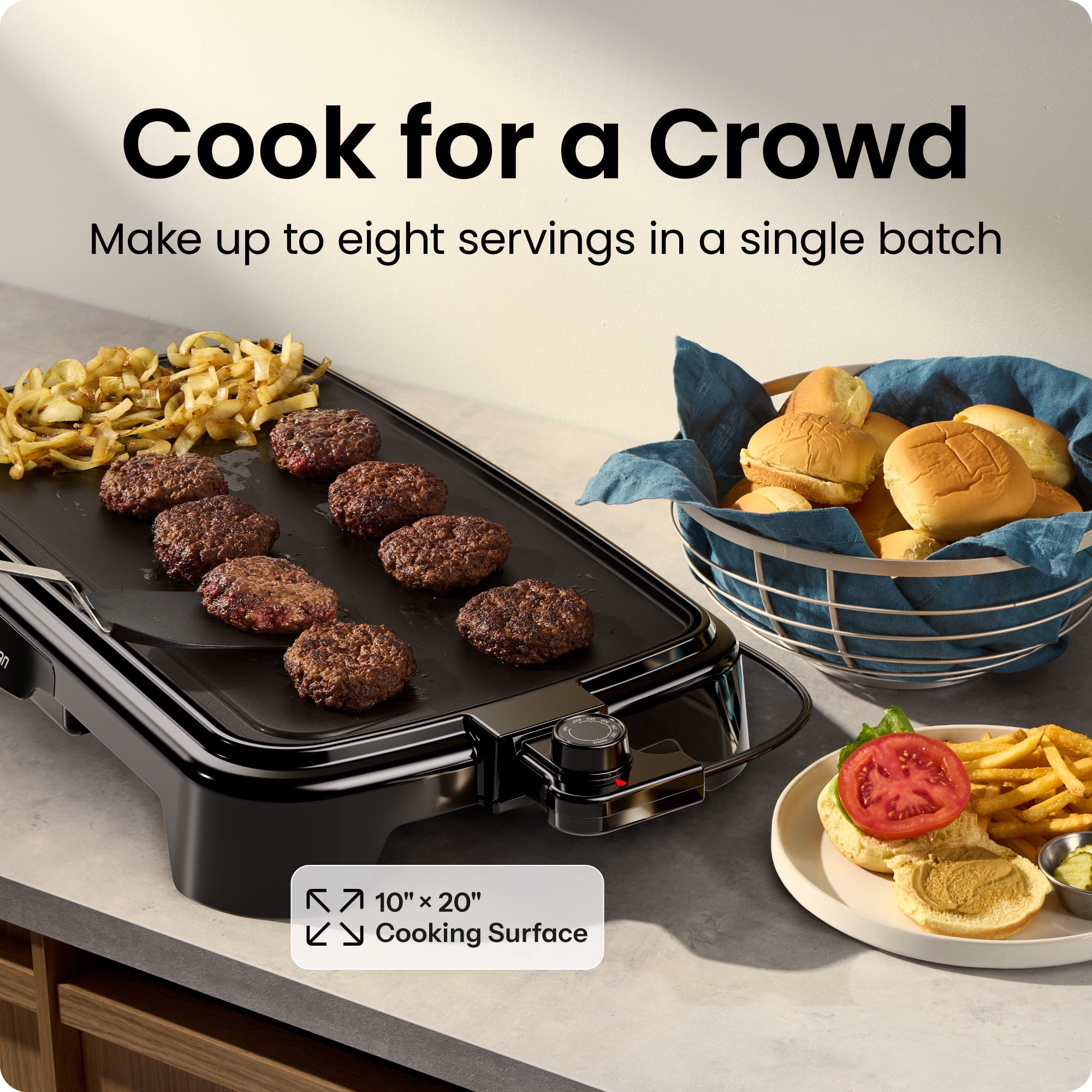 Chefman All-Purpose 10" x 20" Nonstick Extra-Large Griddle, Black
