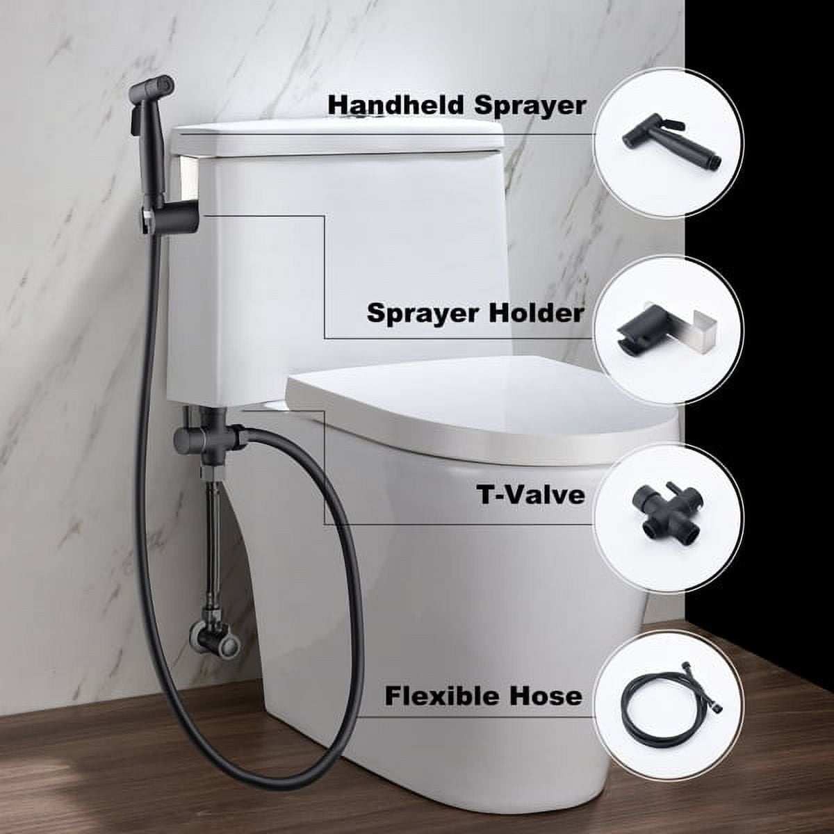 Handheld Bidet Sprayer for Toilet, Multi-Purpose Cloth Diaper Sprayer Kit with 2 Mount Options, DIY Install, Jet & Soft Spray Modes
