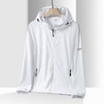 thumbnail image 2 of Mrmaere Men's UPF 50+ Sun Protection Translucent Hooded Jacket Lightweight Outdoor Cycling Coat White XXL, 2 of 3