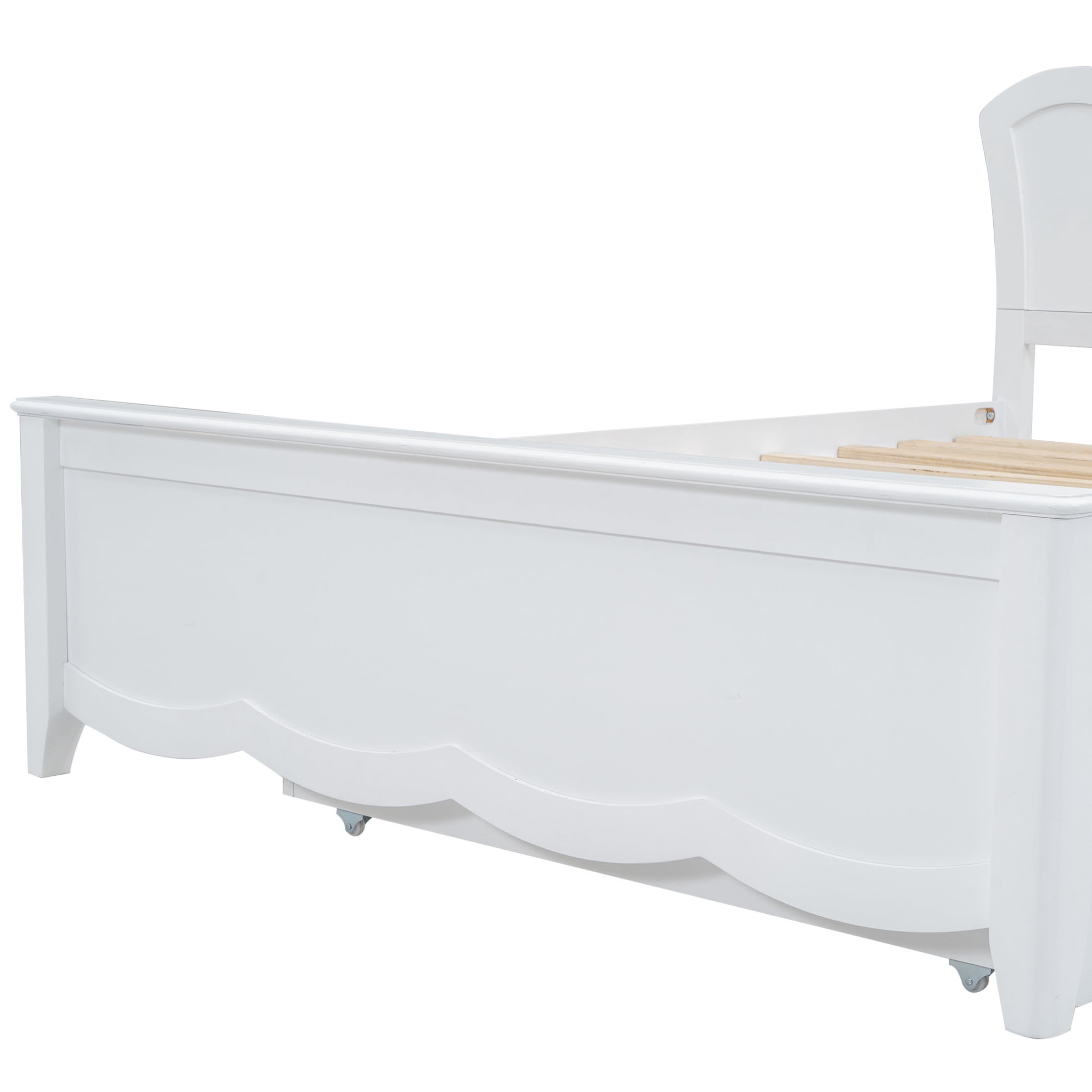 Noble House Junhill Full Size Wood Platform Bed with Headboard and Twin Trundle, Solid Pine Wood, White