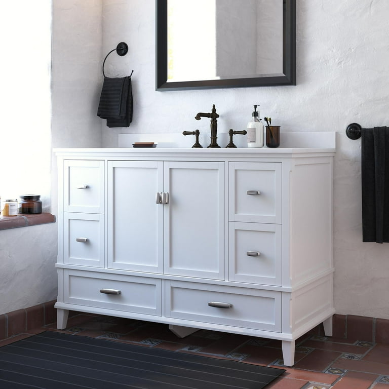 48 White Double Sink Vanity Cabinet 