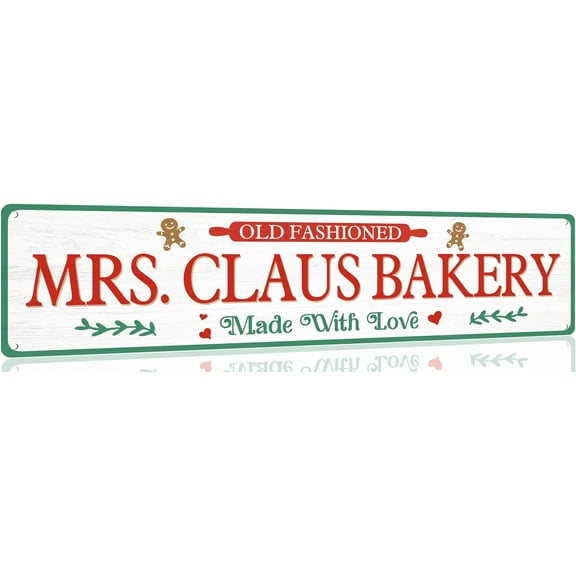 Old Fashioned Mrs Claus Bakery Tin Sign Funny Christmas Metal Signs Vintage Santa Print Art Poster Wall Decor For Kitchen Patio Yard Office Cafe Bar 4x16 Inch