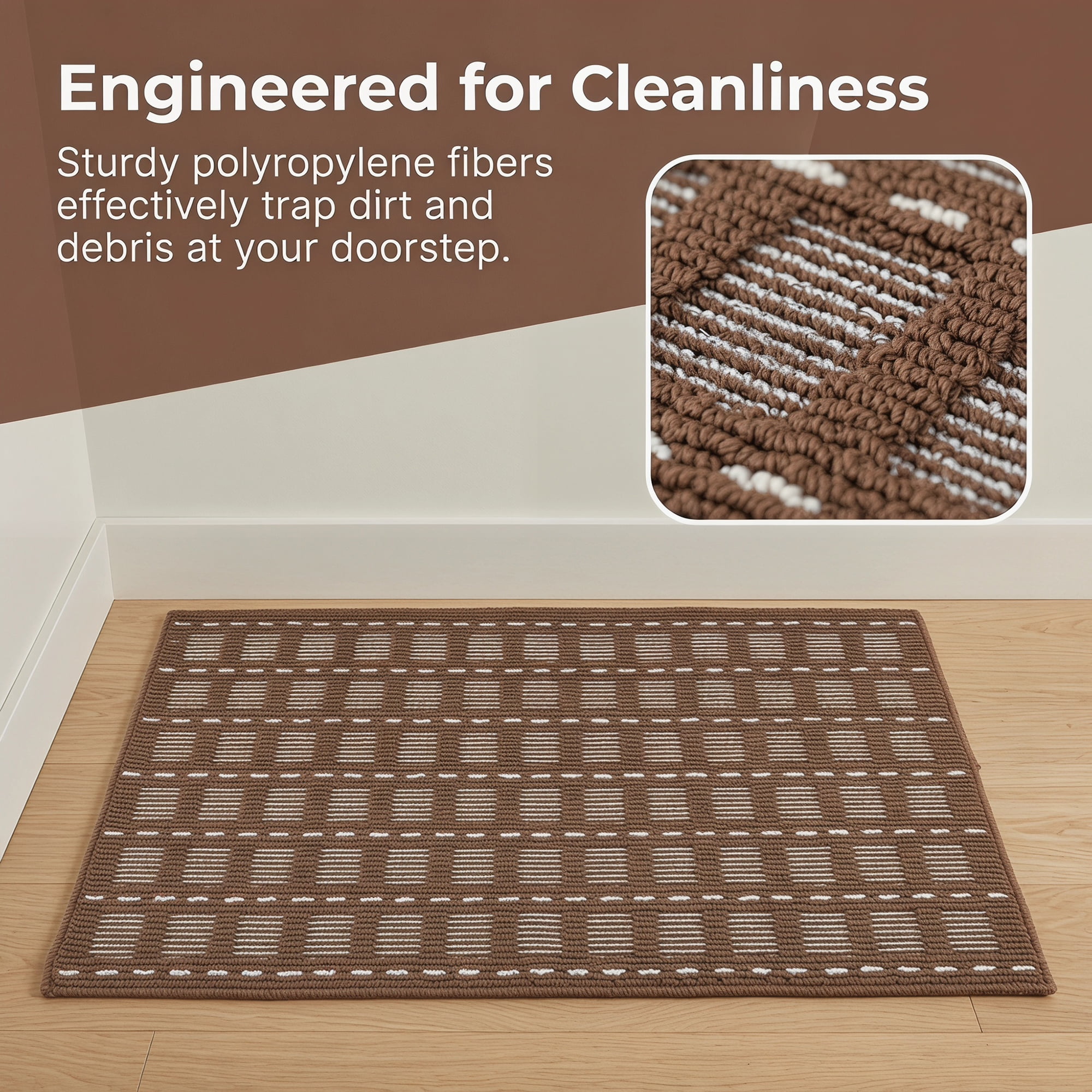 Unique Bargains Waterproof Non-Slip Entryway Rug Welcome Mat Bark Brown 32" x 20"