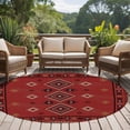 thumbnail image 4 of Red Boho Round Area Rug 8Ft Washable Large Circle Rugs for Living Room Dorm, Country Tribe Ethnic Geometric Stripes Art Non-Slip Carpet Floor Mats Indoor Outdoor Carpet Runner Aesthetic Home Decor, 4 of 8