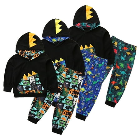 

Esaierr Toddlers Baby Boys Clothes Sweatshirt Set Kids Boys Dinosaur Shape Hooded Sweatsuit Tops Jogger Pants Fall Tracksuit Outfits 1-6 Years