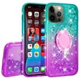 thumbnail image 2 of SOGA Quicksand Cover Cute Girl Phone Case Compatible for Apple iPhone 13 Pro Max Case, with Ring for Magnetic Car Mounts, Lanyard, Tempered Glass - Purple / Teal, 2 of 5
