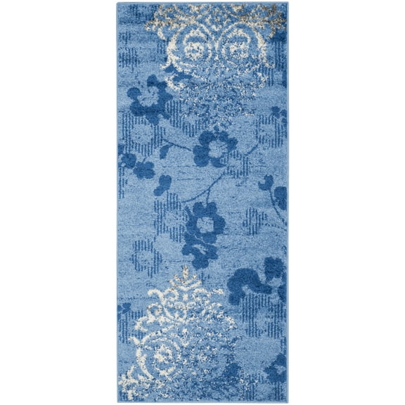 SAFAVIEH Adirondack Hortense Floral Runner Rug, Silver/Ivory, 2'6" x 6'