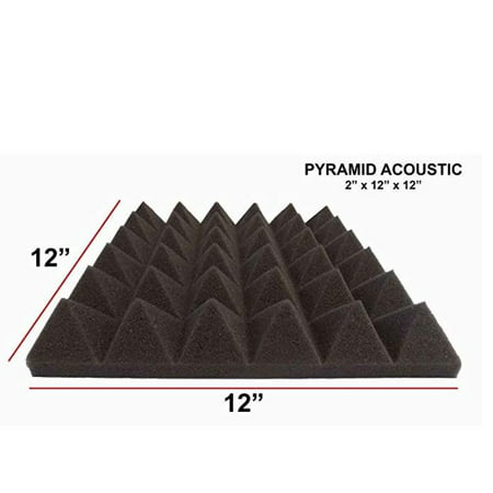4 PACK Premium Acoustic Pyramid Soundproofing Wall Tiles 12 X 12 X 2 inch, Made in (Best Soundproofing Material For Walls)