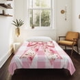 thumbnail image 4 of Pink Floral Print Tapestry for Bedroom Wall Hanging Tapestry, Checkered Bow Rose Flower Gingham Ceiling Backdrop Tapestries Poster Blanket Wall Decor for Teens Room Living Room Dorm 39" x 59", 4 of 8