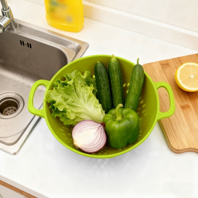 Kitchen Strainer Set for Fruits Vegetables and Pasta | Small Colander with Handles for Efficient Rinse and in Everyday Cooking