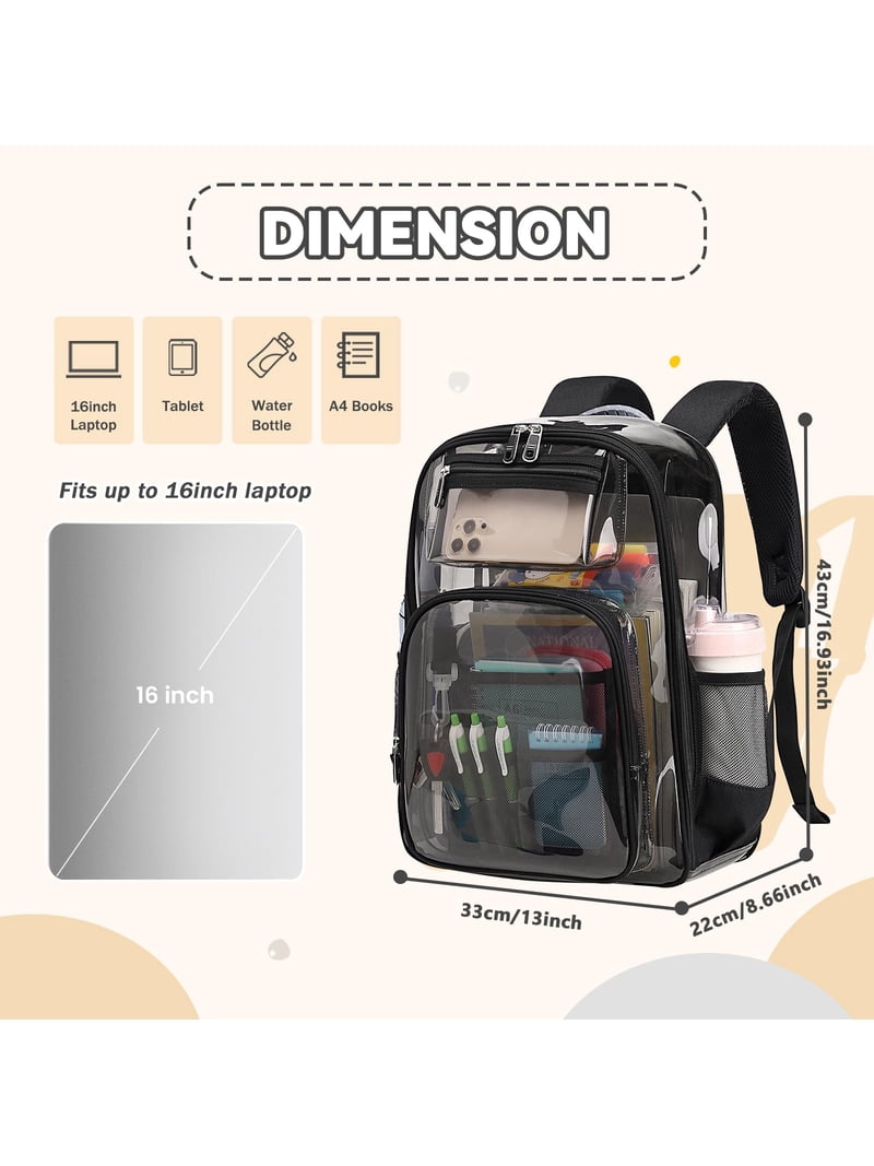 clear backpack heavy duty tpu transparent backpack stadium  display picture 2